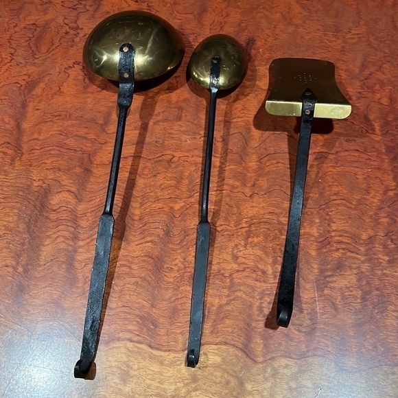 Set of 3 Copper and Iron Cooking Ladle, Spoon and Spatula Can Be Hung - Picture 4 of 9